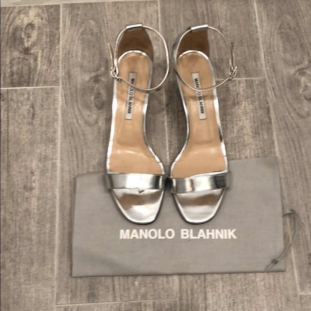 Manolo Blahnik Chaos silver shoes